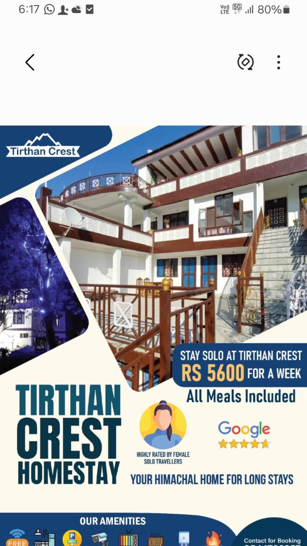 Tirthan Crest Homestay Banjar Ngoại thất bức ảnh